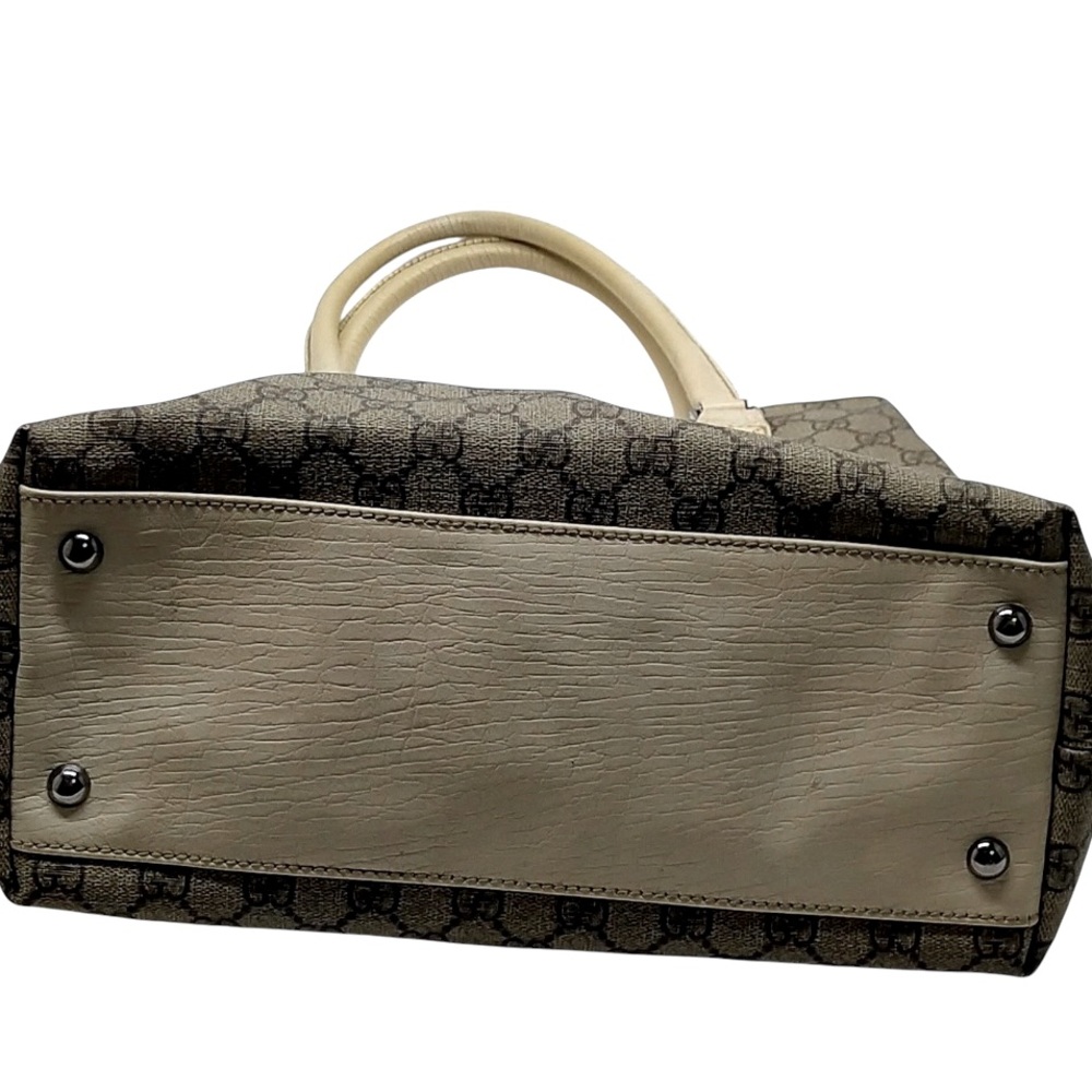 GUCCI GG Supreme Monogram Beige/Light Brown Tote Bag PVC - Picture 7 of 10
